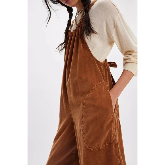 Free People We The Free Freebird Cord Jumpsuit Wide Leg Cotton Cozy S New 284588 - Picture 3 of 8